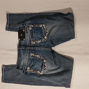 Miss Me Size 27 Ankle Skinny‎ Jeans JP5820AK2 Embroidered Gemstones Thick Stitch